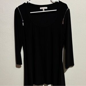 Chaus Black Tunic with Zipper Accents